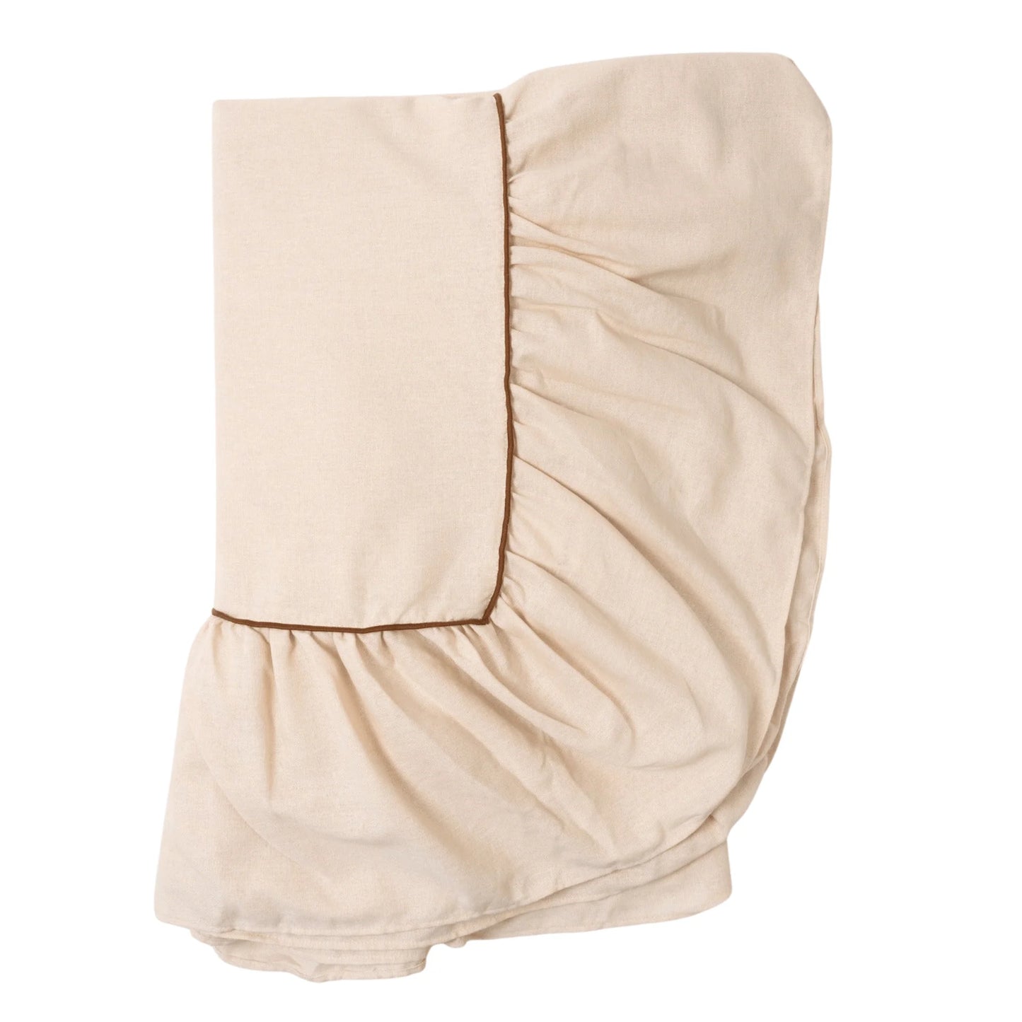 Beige Rectangle Ruffle Tablecloth