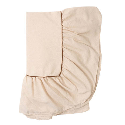 Beige Round Ruffle Tablecloth