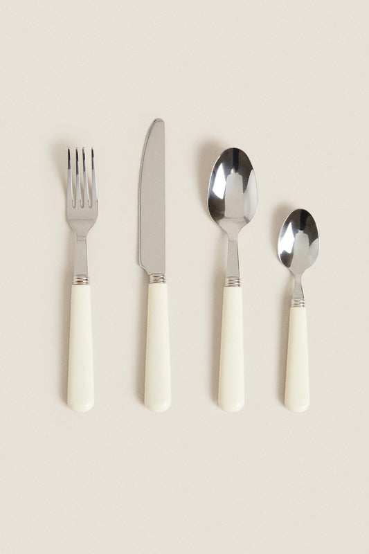 Cutlery Set with Cream Handles