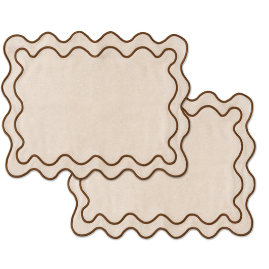 Wavy Beige Placemats Set of 2