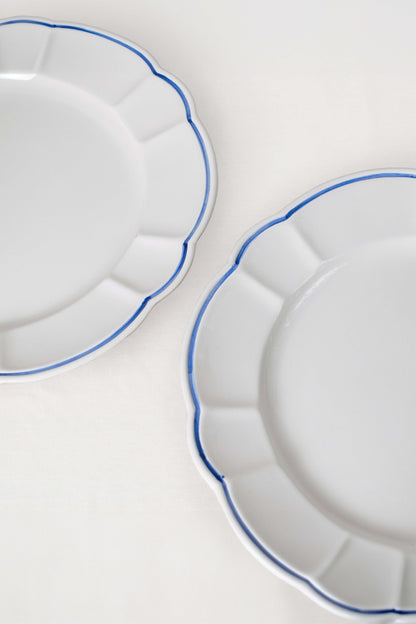 Blue Scalloped Dinner Plates Set of 2