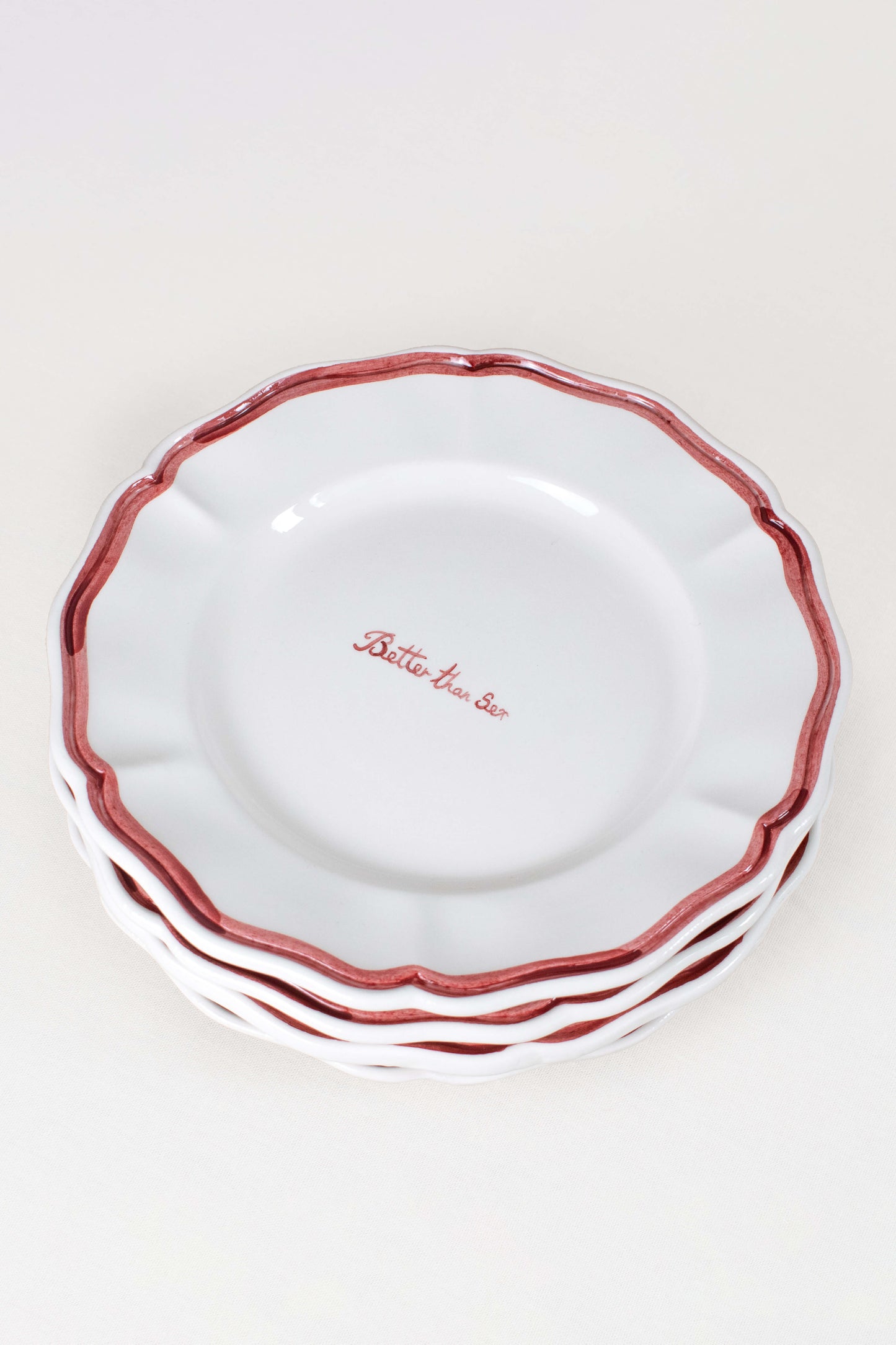 Red Scalloped Plates - Set of 2