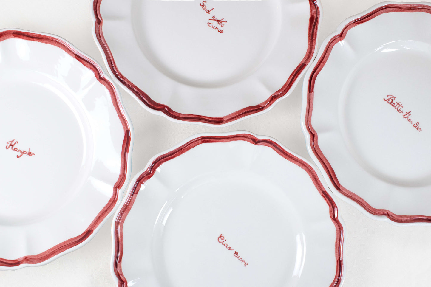 Red Scalloped Plates - Set of 2
