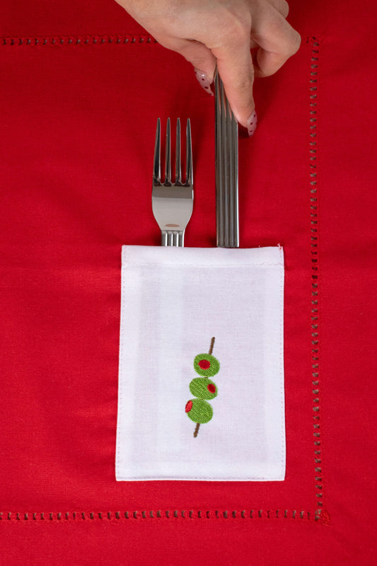 Red Placemats with Pocket Detail Set of 2