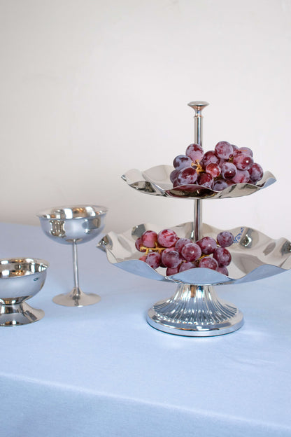 Silver Two-Tiered Serving Tray