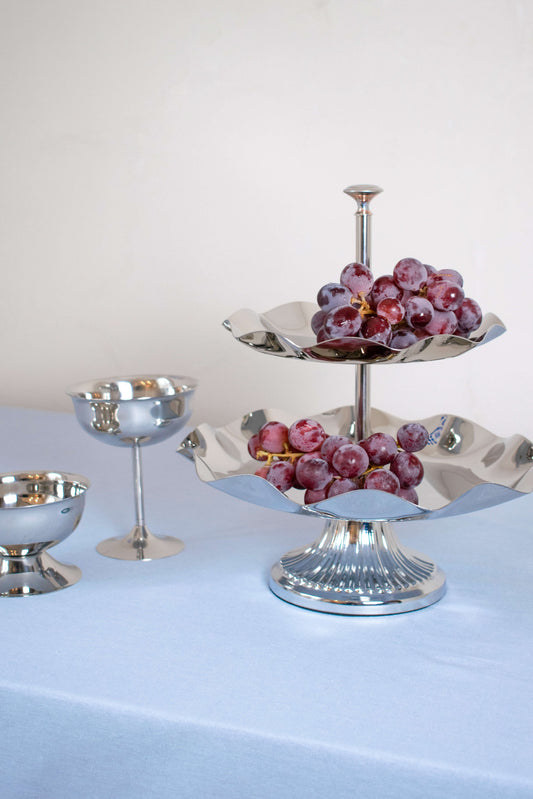 Silver Two-Tiered Serving Tray
