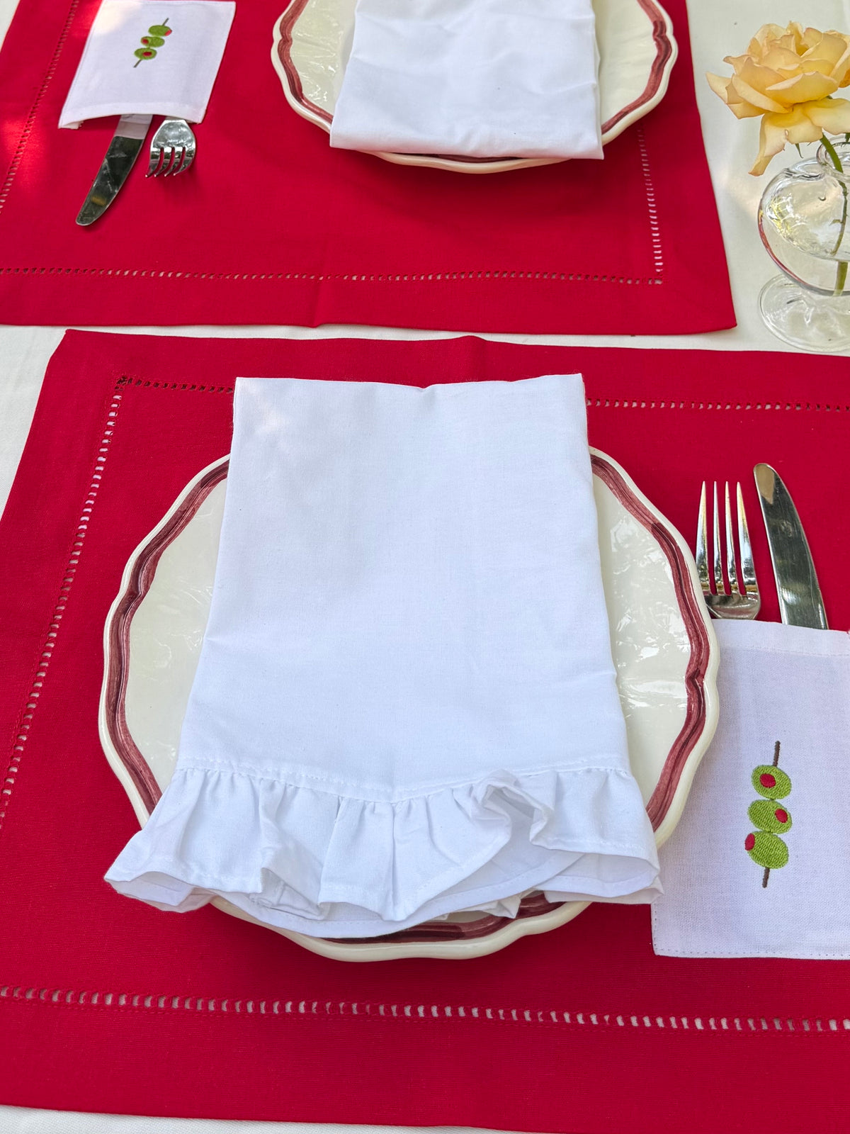 White Ruffle Napkins Set of 2