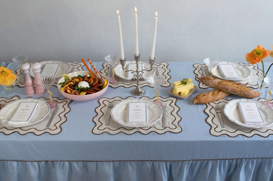 Blue Rectangle Ruffle Tablecloth