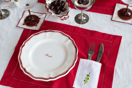 Red Scalloped Plates - Set of 2