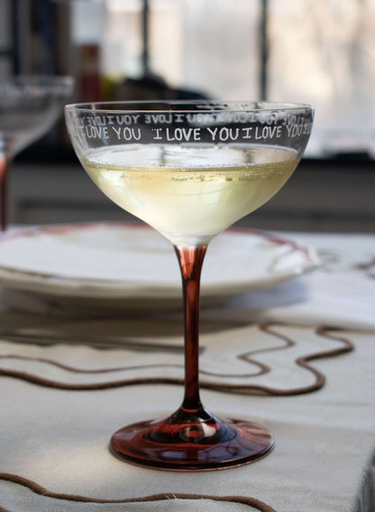 "I Love You" Champagne Glass Set of 2